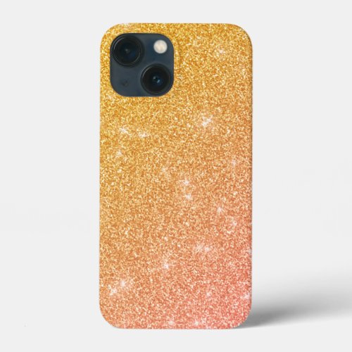 Gold And Pink Ombre Glittered Textured iPhone 13 Mini Case
