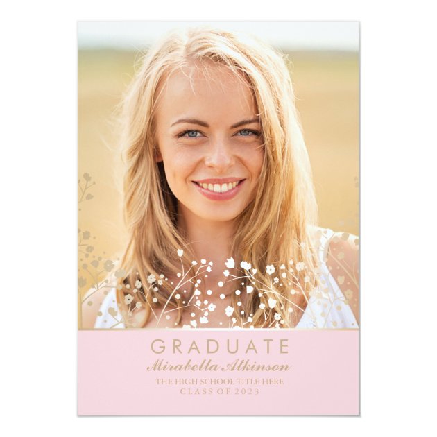 Gold And Pink Photo Graduation Party Announcement