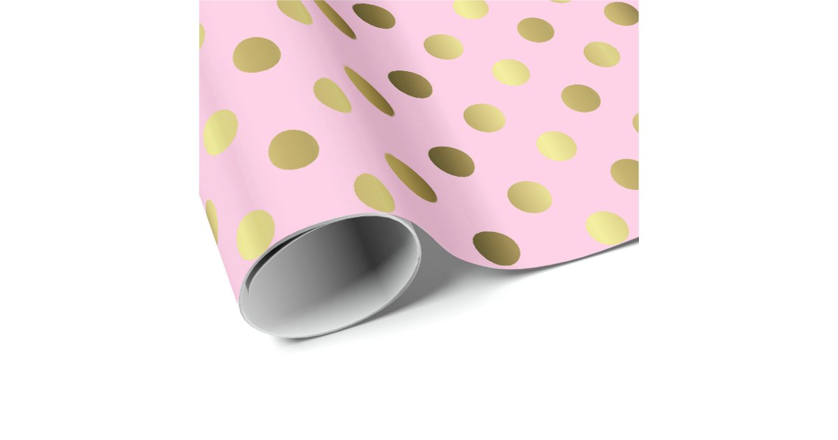 Gold and Pink Polka Dot Wrapping Paper | Zazzle