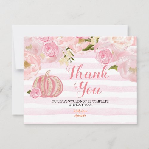 Gold and Pink Pumpkin Thank you card
