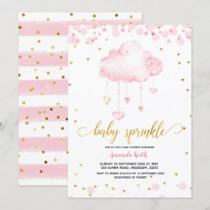 Gold and Pink Raincloud Baby Sprinkle Invitation