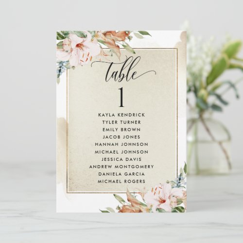 Gold and Pink Seating Plan Cards with Guest Names