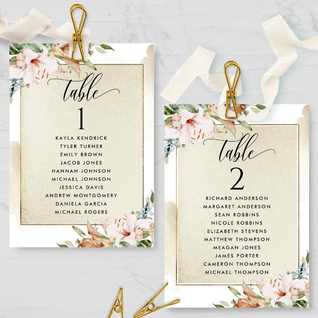 Gold and Pink Seating Plan Cards with Guest Names (Creator Uploaded)