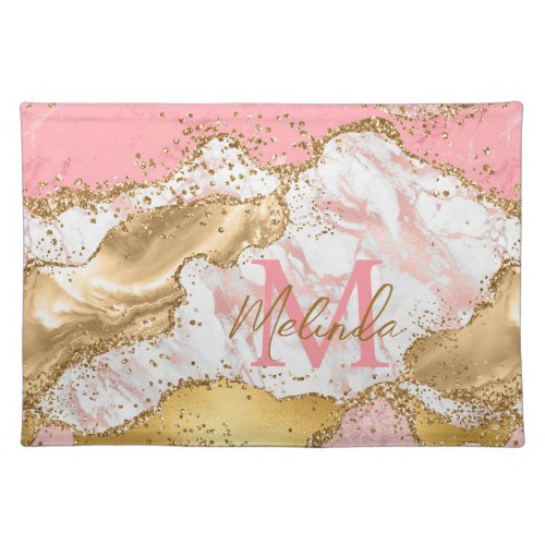 Gold and Pink Sequins Agate Cloth Placemat