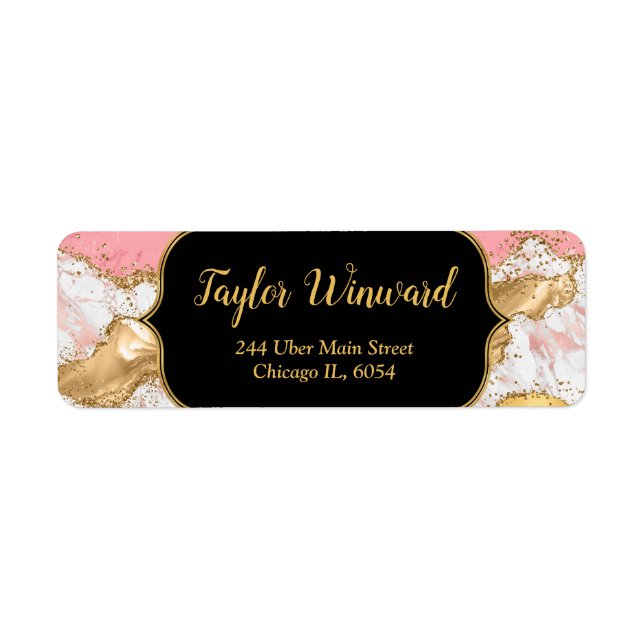 Gold and Pink Sequins Agate Label (Front)