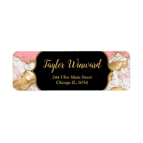 Gold and Pink Sequins Agate Label