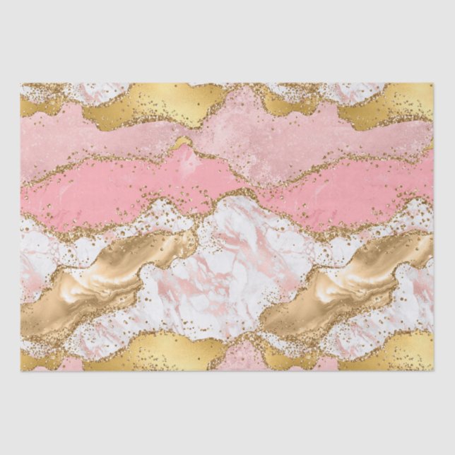 Gold and Pink Sequins Agate Tissue Paper (Front)