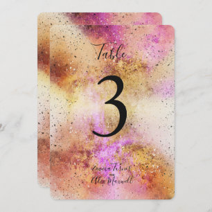 Gold and Pink Sky Watercolour   Table number cards