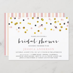 Gold and Pink Sprinkles Bridal Shower Party Invitation