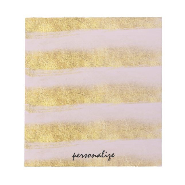 Gold and Pink Stripes Notepad (Front)