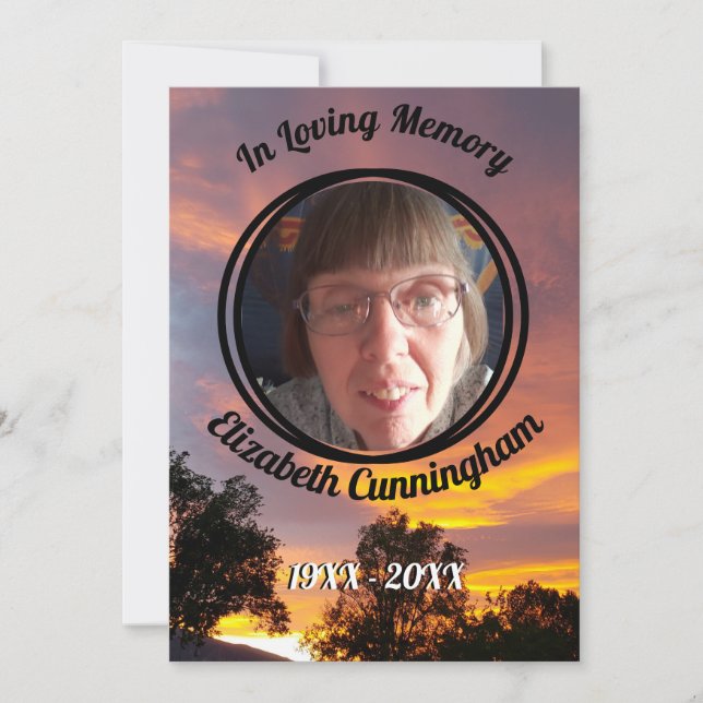 Gold and Pink Sunset Photo Memorial Program  (Front)