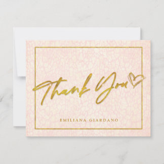 Gold and Pink Sweet 16 Thank You Card
