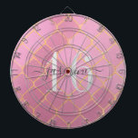 Gold and Pink Sweet Sixteen Name Dart Board<br><div class="desc">This Dart Board features a gold and pink glittery cover with a monogram script design, perfect for those who love girly and glamorous aesthetics.</div>