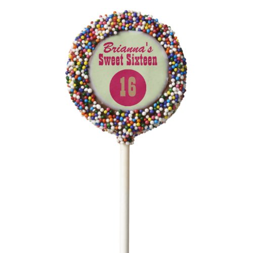 Gold and Pink Sweet Sixteen Personalized Chocolate Dipped Oreo Pop