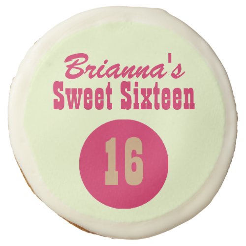 Gold and Pink Sweet Sixteen Personalized Sugar Cookie