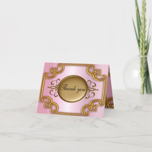 Gold and Pink Thank you Card Add your own text