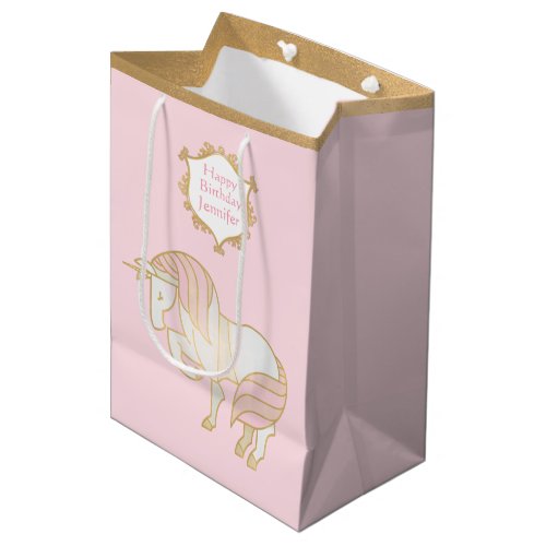 Gold and Pink Unicorn Gift Bag