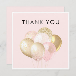 Gold and Pink Wedding Anniversary Thank You Card