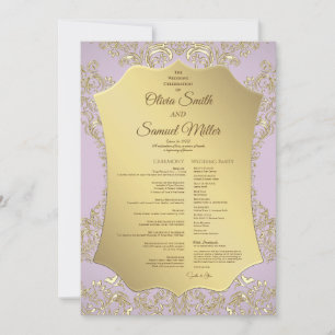 Gold And Pink Wedding Program