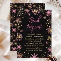 Gold and Pink Winter Snowflakes Book Request Enclosure Card