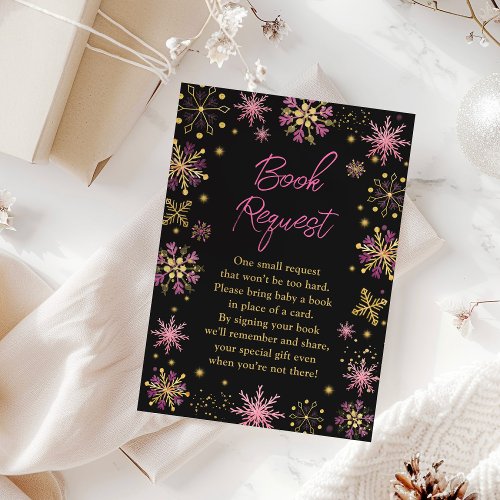 Gold and Pink Winter Snowflakes Book Request Enclosure Card