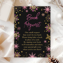 Gold and Pink Winter Snowflakes Book Request Enclosure Card