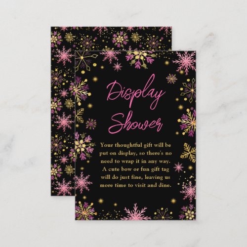 Gold and Pink Winter Snowflakes Display Shower Enclosure Card