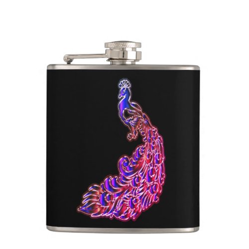 Gold and pinkish purple peacock glimmering flask