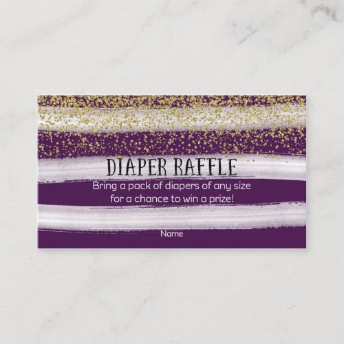 Gold and Plum Blue Baby Shower Diaper Raffle Enclosure Card