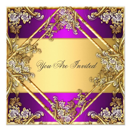 Gold and Purple Any Party Invitation Gold Purple Zazzle