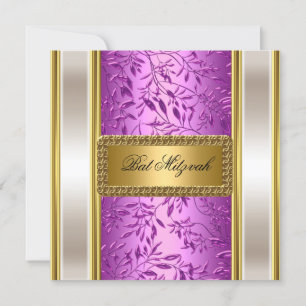 Gold and Purple Art Deco Bat Mitzvah Invitation