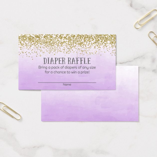 Gold And Purple Baby Shower Diaper Raffle Tickets