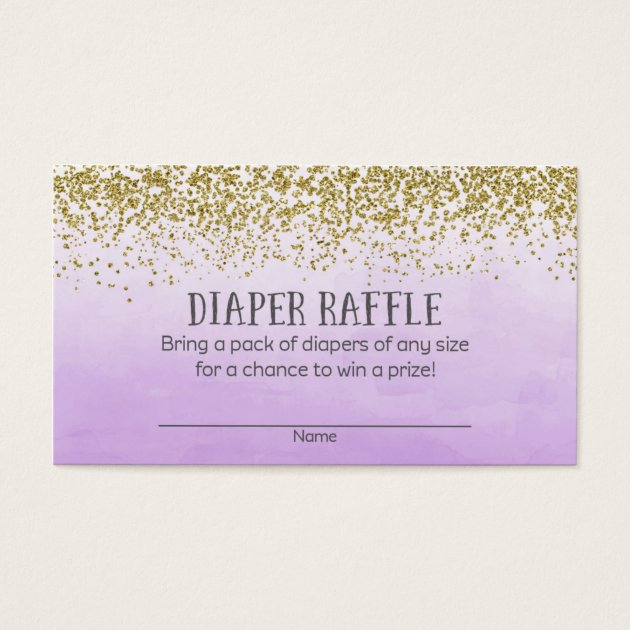 Gold And Purple Baby Shower Diaper Raffle Tickets