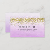 Gold and Purple Baby Shower Diaper Raffle Tickets Enclosure Card (Front/Back)