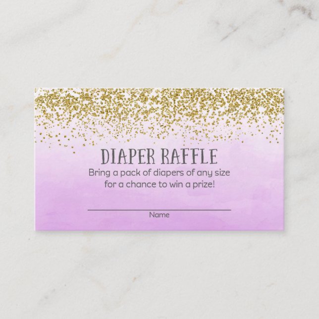 Gold and Purple Baby Shower Diaper Raffle Tickets Enclosure Card (Front)