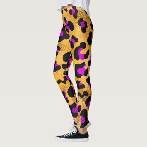 Gold and Purple Black Leopard Yoga Pants