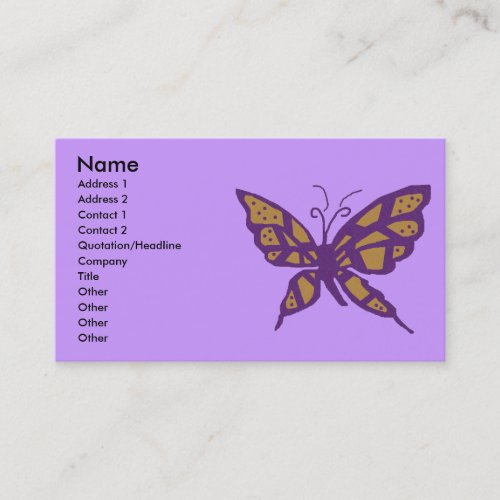 Gold and Purple butterfly  business cards