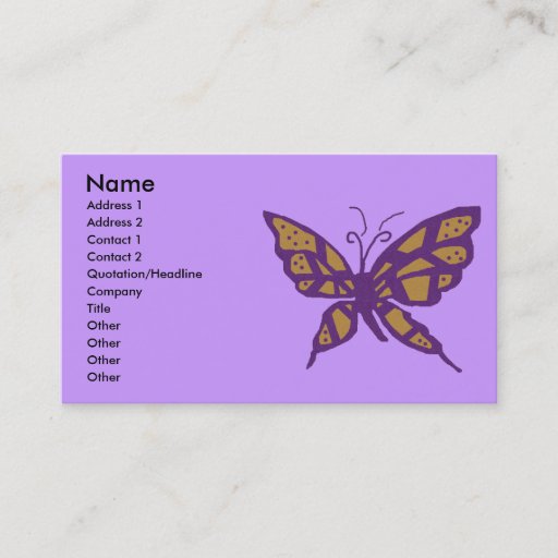 Customizable Gold and Purple butterfly  business cards