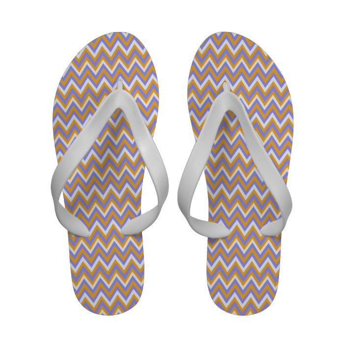 Gold and Purple Chevron Pattern Fun Beach Party Flip Flops