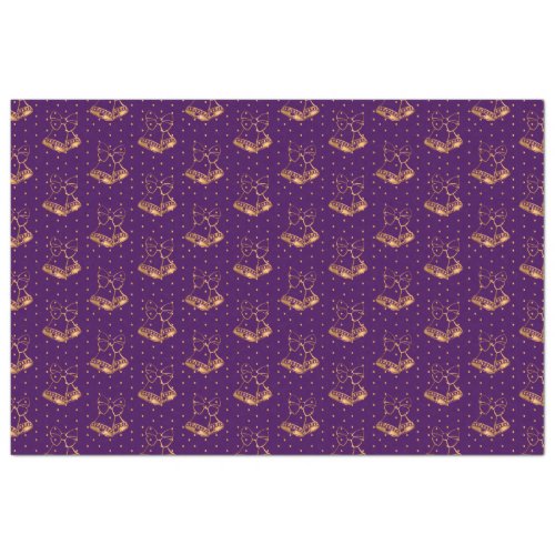 Gold and Purple Christmas Bells Tissue Paper