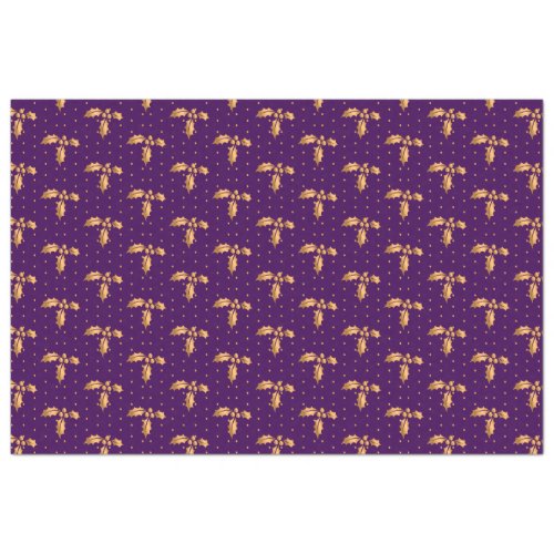 Gold and Purple Christmas Holly Tissue Paper