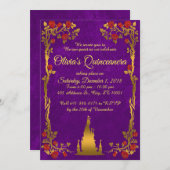 Gold and Purple Fairytale Quinceanera Invitation (Front/Back)