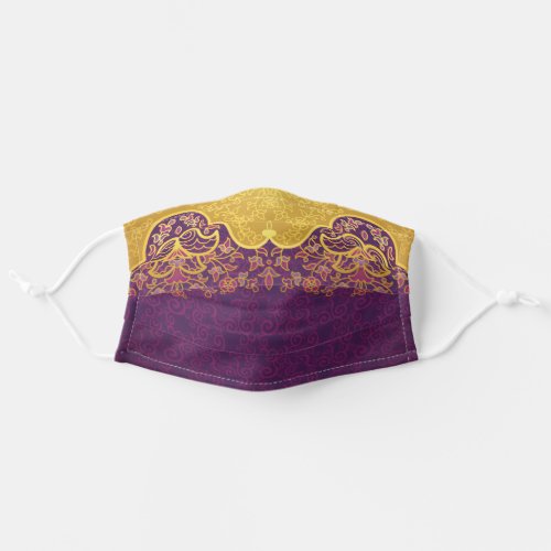 Gold and Purple Floral Arabic Islamic design Adult Cloth Face Mask