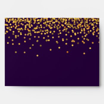 Gold And Purple Glam Confetti Dots Envelope by peacefuldreams at Zazzle