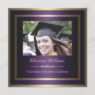 Gold and Purple Graduation Invitation