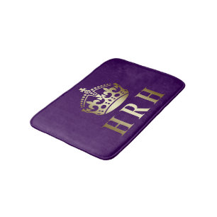 Gold And Purple HRH Royal Crown Bathroom Mat