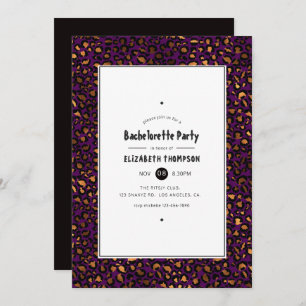 Gold and Purple Leopard Bachelorette Party Invitation