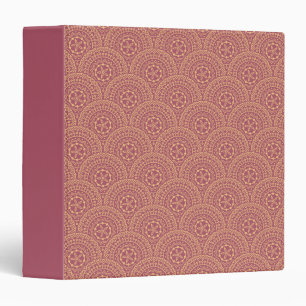 Gold and purple mandala waves pattern 3 ring binder