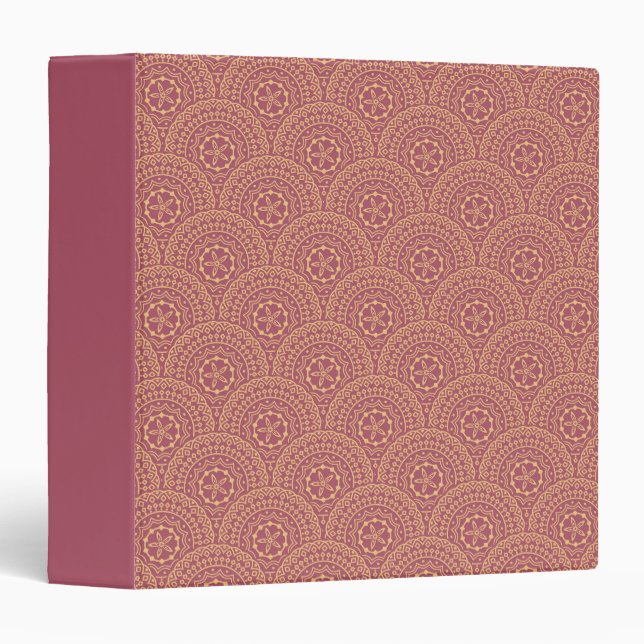 Gold and purple mandala waves pattern 3 ring binder (Front/Spine)