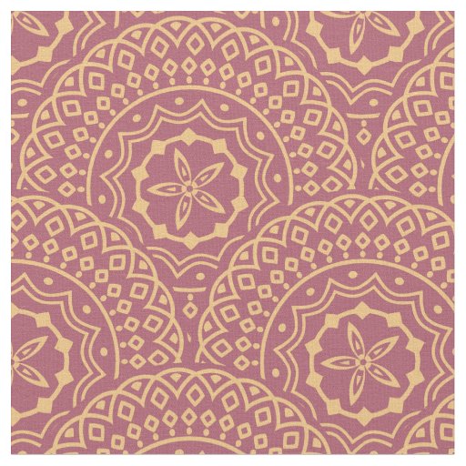 Gold and purple mandala waves pattern fabric
